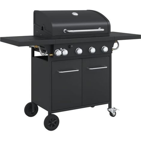 Barbecue à gaz à cinq brûleurs, acier revêtu de poudre noire (1/5)