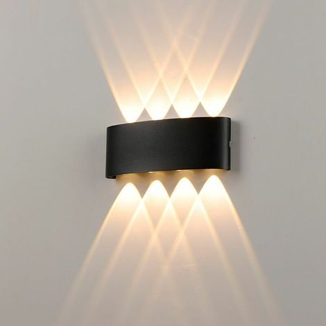 Applique Murale Interieur Noir LED 8W Lampe Murale Moderne, Applique Luminaire En Aluminium, Up Down Spot Lumière Nuit Lampe pour Salon Chambre Hall Escalier Pathway (Blanc chaud),Fonepro (1/5)