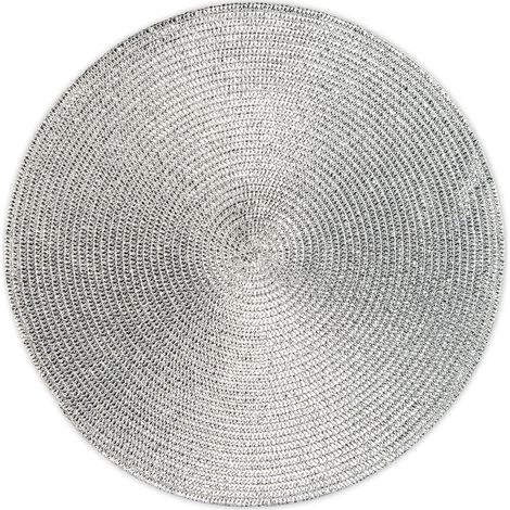Excelsa Set di 6 tovagliette rotonde, diametro 36 cm, in polipropilene, colore: argento