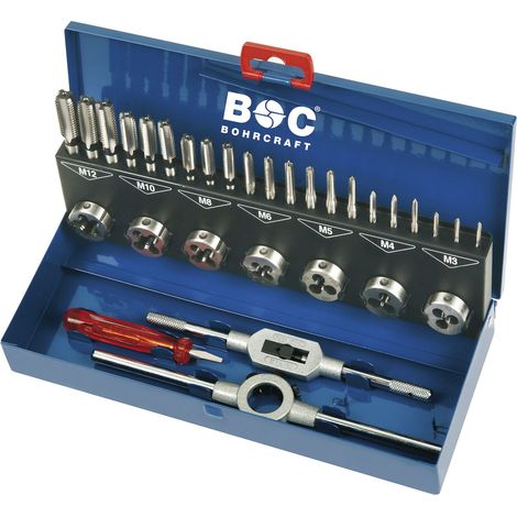 BOHRCRAFT Gewindeschneidsatz GS 25 DIN 352 HSS-G M3-M12 31-tlg. (1/2)