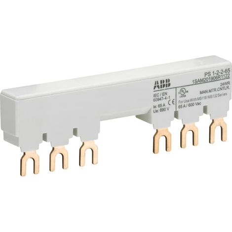 Peigne d'alimentation 65A Max pour 2 MS116-MS/MO132 avec 2 contacts auxilliaires 1SAM201906R1122 ABB H440076