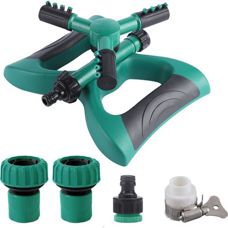 Aspersor de jardín giratorio de 360° con forma de mariposa, incluye 2 conectores de agua de 1 pulgada, 1 conector estándar de 4/6 pines y 1 conector universal de 8 pines. (1/5)