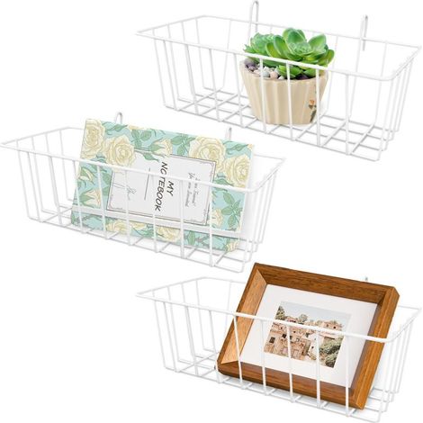 Beyamis Paniers fil fer blanc lot3 - 23cm rangement cuisine plante (1/5)