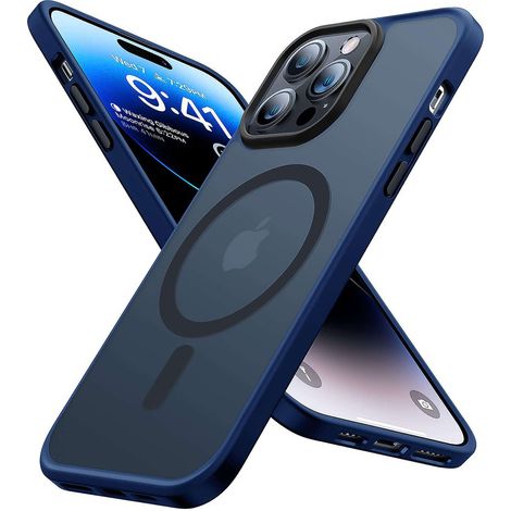 Coque MagSafe pour iPhone 14 Pro Max Alogy Ring, coque de protection blindée, bleu marine mat (1/5)