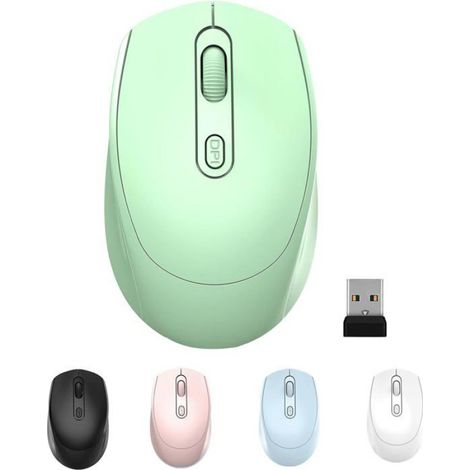 Souris Sans Fil 2.4G Silencieuse avec Récepteur Nano USB - Compatible Laptop PC Mac Chromebook Windows Vert Économie d'Énergie (1/5)