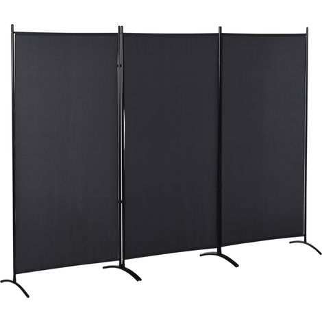 Cloison en trois parties, dimensions 2,53 m (L) x 0,5 m (l) x 1,82 m (H), store latéral enrouleur, brise-vue, cloison métallique autoportante, polyester
