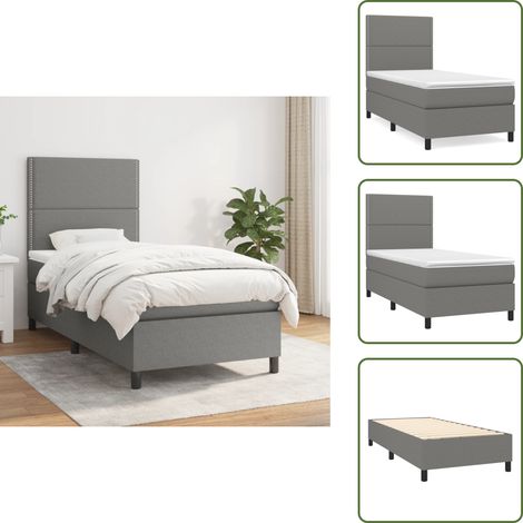 Boxspringbett mit Matratze Dunkelgrau 90x200 cm Stoff - Boxspringbett - Doppelbett - Bettenrahmen - Matratze - Nachttisch (1/5)