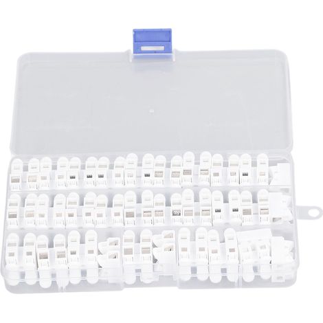 55 connecteurs rapides à insertion par pression, 2 broches, à ressort, ignifugés, 250 V, 2 A (1/5)
