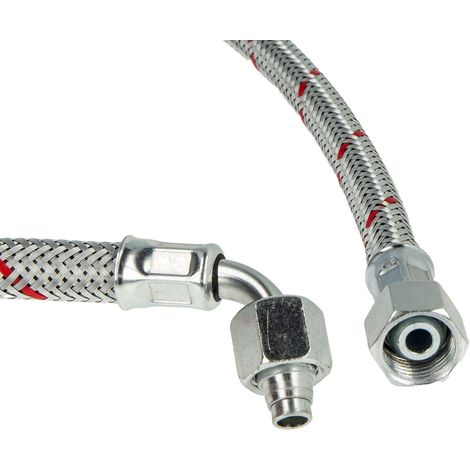 tecuro Universal Ölschlauch mit SR 8 LR Konus mit M14x1,5 ÜWM - 75° Rohrbogen x 3/8 Zoll ÜWM x 750 mm - konisch dichtend (1/5)