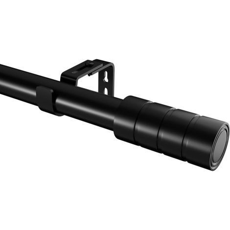 Gardinenstange – Ausziehbare Stange – Verstellbare Länge 84 x 290 cm – Belastbar bis 10 kg – Für Wohnzimmer, Schlafzimmer, Küche – Schwarz – Durchmesser 25 mm (1/5)