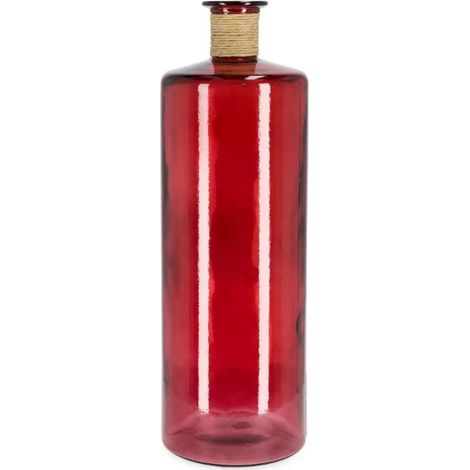Bottiglia decorativa Rotang in vetro rosso H75 cm (1/2)