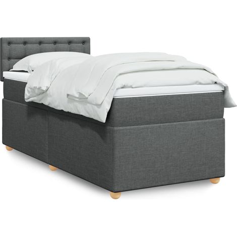 Boxspringbett mit Matratze Dunkelgrau 90x190 cm Stoff