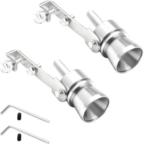 Sifflet d'échappement de voiture 2 pièces, sifflet turbo de tuyau d'échappement de voiture en alliage d'aluminium, silencieux d'échappement turbo pour tous les modèles de véhicules (argent) (1/4)