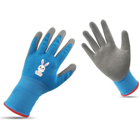 Gants de Jardin pour Enfants 3 Modèles Animaux (Pingouin, Lapin, Dinosaure) – Tissu Polyester & Revêtement Latex Antidérapant, Tailles P/M/G – Paire de Protection Colorée pour 5-13 Ans (1/5)