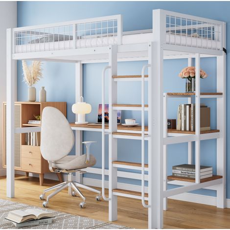 letto struttura 90x200 con scrivania scaffale OKMYHOME (1/5)