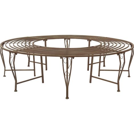 Baumbank 8-Sitzanzahl Ø 160 x 44 cm Stahl Antikbraun Rund vidaXL