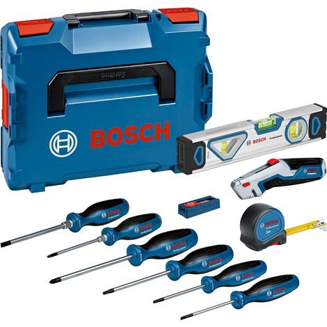 set d’outils à main 13 pièces (avec 6 tournevis, 1 mètre ruban de 5 m, 1 niveau à bulle de 25 cm, 1 cutter, 10 lames de rechange, 2 calages) (1/5)