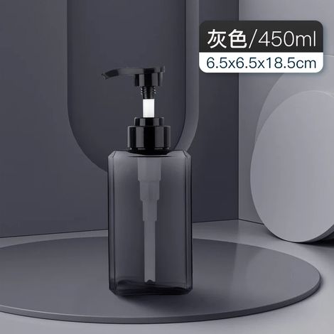 (Gris 450 ml - 1 pièce) Nouveau distributeur de savon vide pour salle de bain, flacon à pompe en PETG, pour shampoing, gel douche ou après-shampoing, 250/450/650 ml (1/5)