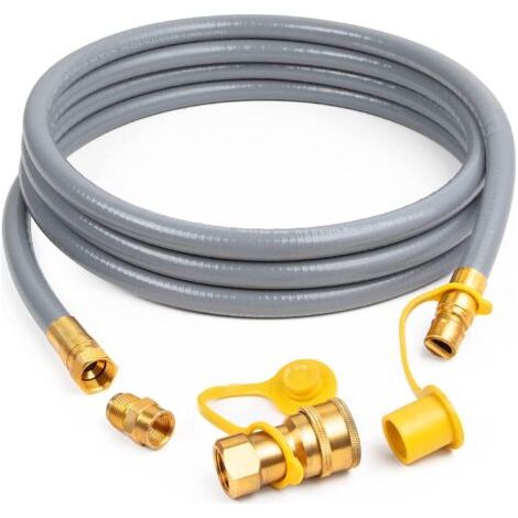 Tuyau de gaz naturel (DI) de 12 pi 3/8 po, tuyau GPL basse pression avec raccord rapide pour barbecues Weber, barbecues au charbon, fours à pizza, chauffages de terrasse, etc. (1/4)