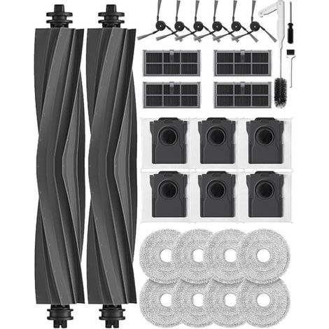 Set of 29 Accessories for Dreame X40 Ultra/L40 Ultra/X40 Master/Mova P50 Pro Ultra/P10 Pro Ultra Robot Vacuum Cleaners, 2 Roller Brushes, 6 Side Brushes, 6 Dust Bags, 8 Cleaning Cloths (1/4)