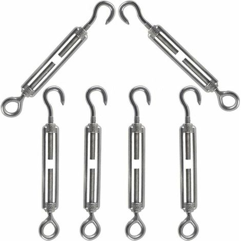 M5 Tendeur Cable Tendeur Crochet et œil Acier Inoxydable 304 Tendeur Réglable Tendeur de Fil Utilisé pour Tendre le Fil d'acier l'antenne Corde à Linge Chaîne 6PCS (1/5)