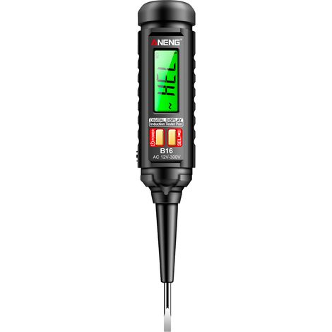Détecteur de tension numérique 12V-300V sans contact, avec alarme sonore et lumineuse, détection de courant zéro, éclairage lampe torche et écran LCD.
