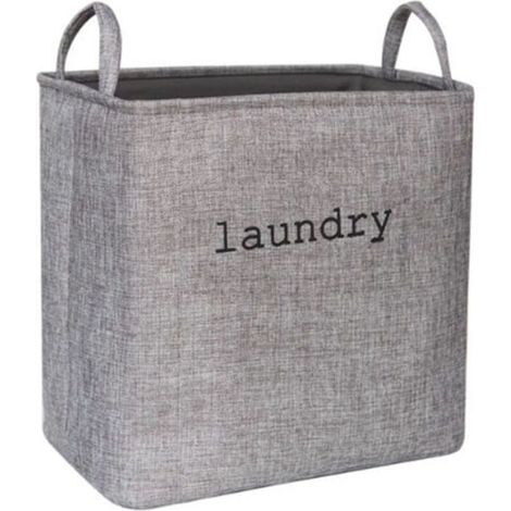 Panier à linge pliable en tissu - 35 L - Panier à linge sale avec poignées de transport - Pour chambre, salle de bain ou buanderie - Gris