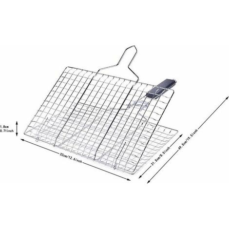 Cestino per barbecue con manico in legno, cestino per barbecue portatile pieghevole, cestino per barbecue con clip per manico rimovibile, borsa portaoggetti (1/4)