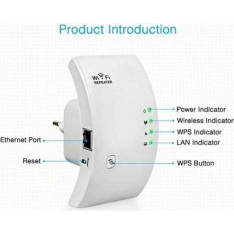 Répéteur WiFi Amplificateur WiFi 300Mbps Couvre Jusqu'à 200㎡, WiFi Extender Booster Point d'Accès Port, Augmente la Couverture WiFi,Compatible avec Toutes Les Box Internet, Ethernet Port, WP (1/5)