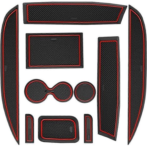 Lot de 10 tapis anti-poussière noirs pour Clio 4 (2013-2019) - Accessoires personnalisés pour porte-gobelets, console centrale, portières, sacs et bordures (1/5)