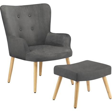 Coco-Fauteuil en velours gris (1/4)