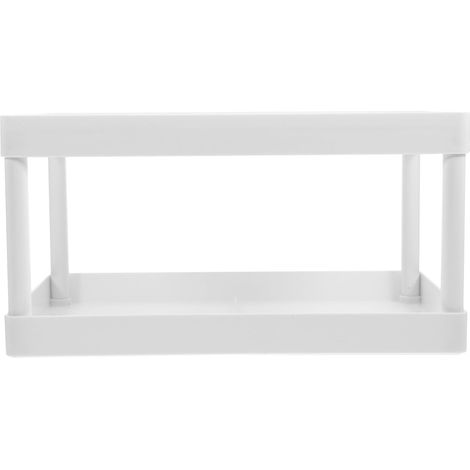 Étagère de Rangement à Double Couche en Plastique, Support Multifonction Petite Taille pour Salle de Bain, Meuble Rangement Salle Bain, Organisateur pour Accessoires de Toilette, (1/5)