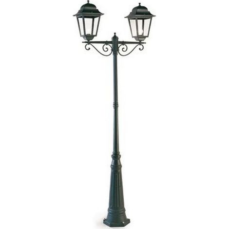 Palo Da Esterno Contemporaneo H307,5Cm Mito Alluminio E Vetro Nero 2 Luci E27 (1/5)