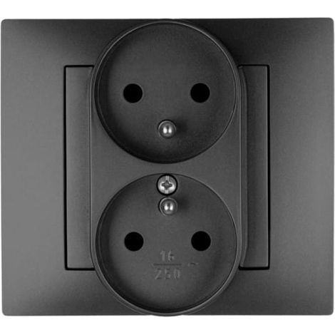 Vestra Doppelsteckdose 2x2P+Z modular ohne Rahmen, Unterputz, Schutzart IP20, schwarz 3843-19