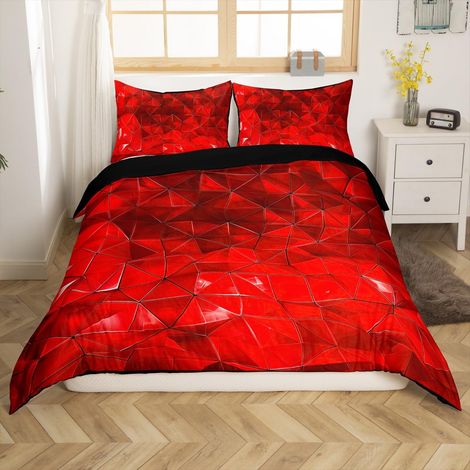 Parure de lit avec housse de couette de 155 x 220 cm, motif géométrique, effet 3D, motif hexagonal, art moderne (1/5)