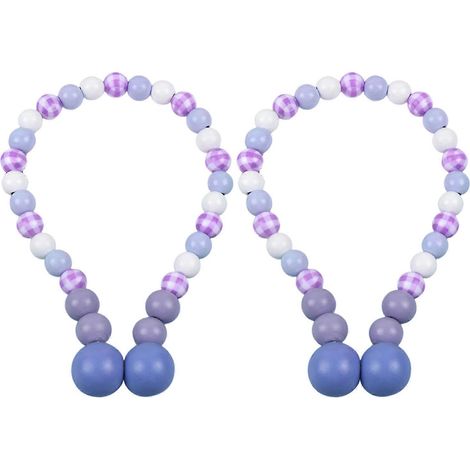Embrasses de rideaux en perles de bois, embrasses magnétiques, style rustique bohème, décoration intérieure (1/5)