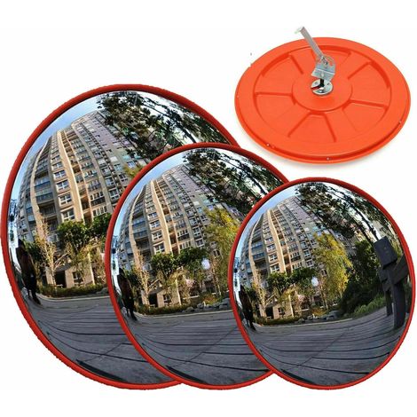 miroir convexe de 60 cm miroir de sécurité routière, miroir d'angle mort grand angle de 130 degrés, adapté à la sécurité de stationnement, avec vis de support, adapté aux routes d'angle mort de voie (1/5)