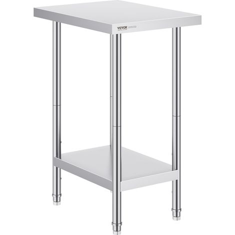 Table de Travail en Acier Inoxydable 61x45,7x86,4 cm, Table de Préparation des Aliments Charge 290 kg, 3 Niveaux de Hauteur Réglables, Meuble de Rangement des Aliments, pour Cuisine Restaurant (1/5)
