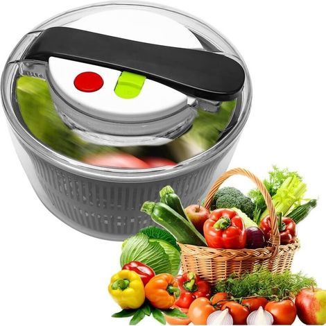 Essoreuse à Salade avec Couvercle, 3L Essoreuse à Salade, Type de Presse, Sèche Légumes à Laitue de Cuisine, pour Laver la Salade (1/5)