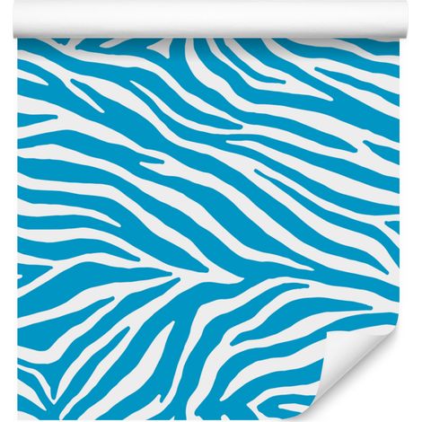 Papier peint à rayures zébrées turquoise et céladon pour salon et chambre 50x1000 cm (1/5)