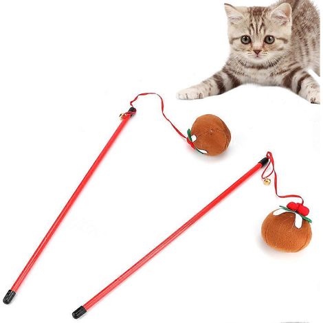 2PCS Funny Halloween Pumpkin Ball with Bell Pet Toy Cat Stick Teaser Wand Training Toy (1/5)