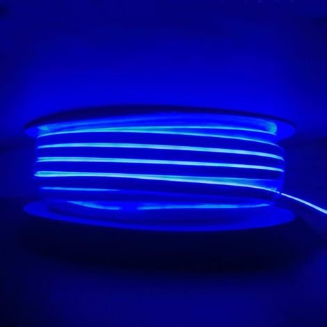Silamp – Néon flexible LED bleu 24V 50M IP65 – 120LED/m – Éclairage uniforme et non agressif – Adapté pour espaces intérieurs et extérieurs