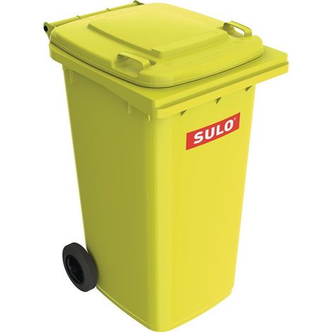 Contenedor de basura grande 240l HDPE amarillo, móvil según EN 840 SULO