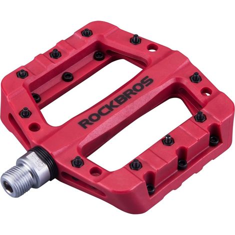 Jeu de 1 paire, pédales VTT BMX, pédales nylon 9/16, pédales vélo route 3 roulements, antidérapantes (rouge)
