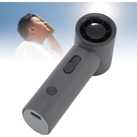 Ventilador de bolsillo portátil negro con 100 ajustes de velocidad, control continuo, silencioso, recargable, pantalla digital, ajuste de alta velocidad mini. (1/5)