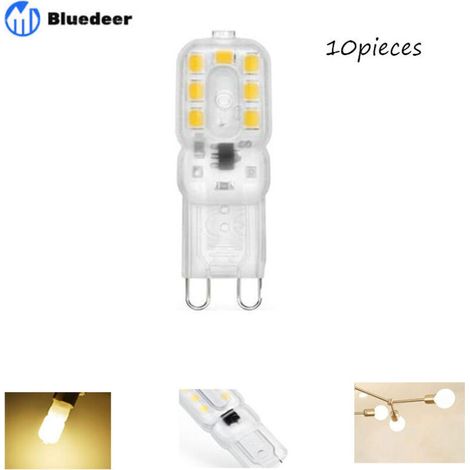 10 ampoules LED G9 3 W, équivalentes à des ampoules halogènes 33 W, blanc lumière du jour 6000 K, 800 lm, sans scintillement, non dimmable, ampoules à économie d'énergie G9, angle de faisceau 360, B (1/5)