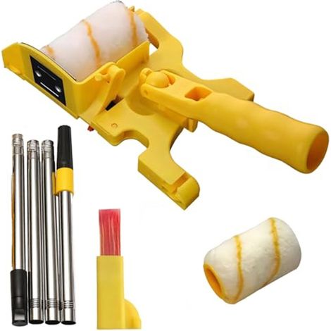 Kit de rodillo de pintura de borde de techo, herramienta de pared multipropósito con manija de extensión, 2 rodillos, para pintura doméstica eficiente (1/5)