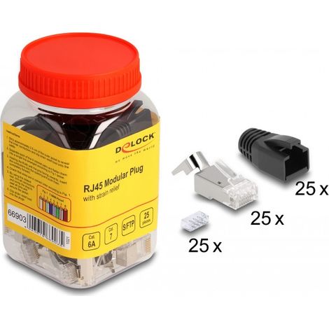 Delock Modulstecker RJ45 schwarz 25 Stück Set