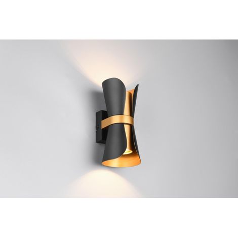 Applique COAT metallo nero oro up&down 2xGU10 10W Trio