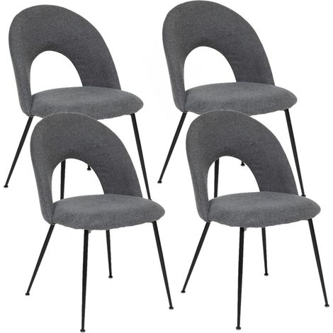 Lot de 4 chaises en tissu avec pieds métal RAVEN (1/5)